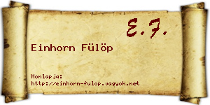 Einhorn Fülöp névjegykártya